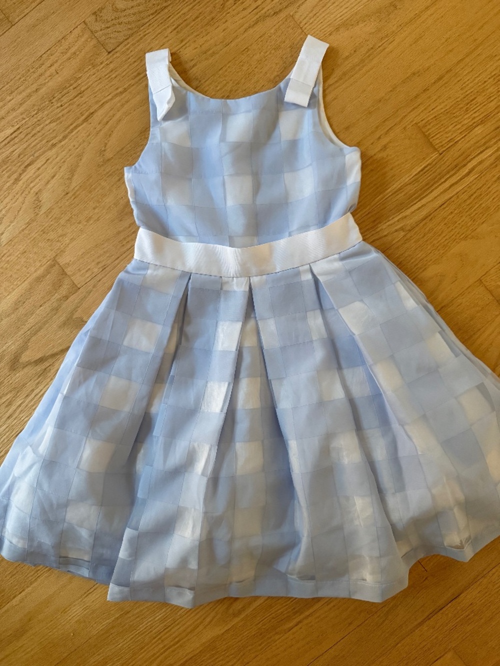 Janie & Jack Girls Dress Hydrangea Blue Gazebo Gingham Organza size 7